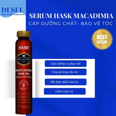 Dầu Dưỡng Tóc Hask Hair Oil 18ml - Bóng Mượt, Hạn Chẻ Ngọn, Dành Cho Tóc Khô Xơ, Giá 160.000đ