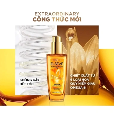 Dầu Dưỡng Tóc L'Oreal Elseve Extraordinary Oil Serum 100ml - Dưỡng sâu, bóng mượt, giảm gãy, Giá 299.000 VND 4 Dầu Dưỡng Tóc L'Oreal Elseve Extraordinary Oil Serum 100ml - Dưỡng sâu, bóng mượt, giảm gãy, Giá 299.000 VND 4