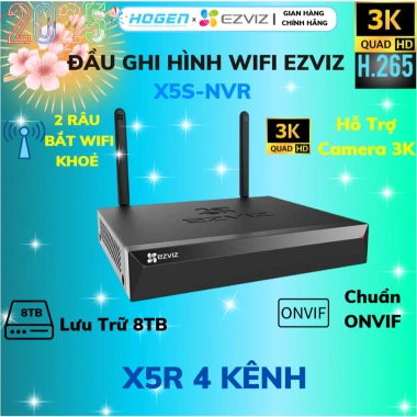 Đầu Ghi Wifi EXVIZ CS-X5S-R100 4/8 Kênh, Camera 5MP 3K, Lưu Trữ 8TB, Bảo Hành 24 Tháng, Giá 1,399,000 VND
