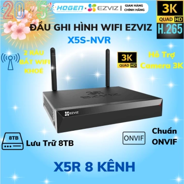Đầu Ghi Wifi EXVIZ CS-X5S-R100 4/8 Kênh, Camera 5MP 3K, Lưu Trữ 8TB, Bảo Hành 24 Tháng, Giá 1,399,000 VND