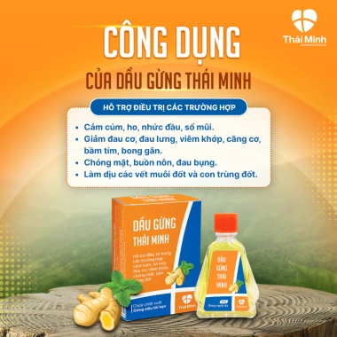 Dầu gió Gừng Thái Minh 7ml - Dầu nóng thảo dược giảm đau đầu, xương khớp, giảm giá 35.000đ