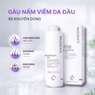 Dầu Gội CANOVA RIVESCAL DS - Sạch Gàu, Trị Nấm Da Đầu, Giảm Ngứa và Rụng Tóc, Giá 500k (Giảm 140k)