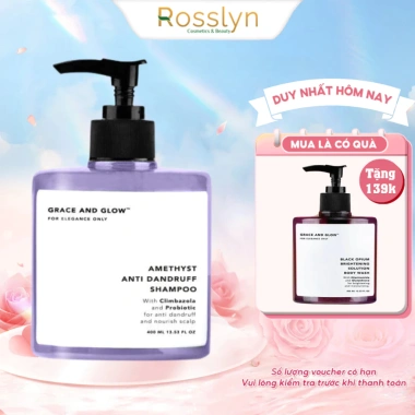 Dầu gội gàu Grace và Glow Amethyst 400ml Climbazole Probiotic nuôi dưỡng da đầu giảm giá 145.000 Dầu gội gàu Grace và Glow Amethyst 400ml Climbazole Probiotic nuôi dưỡng da đầu giảm giá 145.000