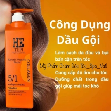 Dầu gội He Tepi Keratin Biotin 1.000ml x2 - Phục hồi tóc hư tổn, giảm gàu, chống rụng, hương nước hoa