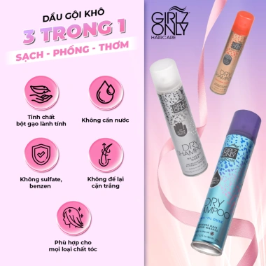 Dầu gội khô Girlz Only 200ml - Phồng tóc gấp đôi 10s, lưu hương dài, 90.000đ