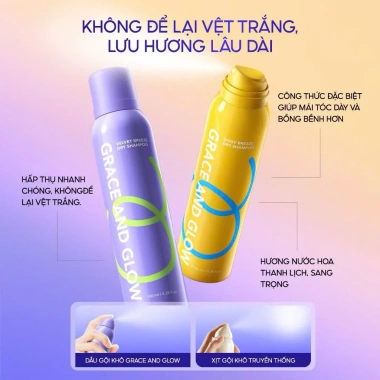 Dầu gội khô Grace and Glow Velvet Opium/Daisy Breeze 150ml kiềm dầu lâu bết - Giải cứu tóc bết lưu, giảm còn 139k