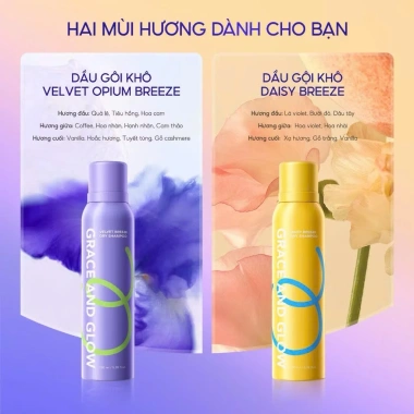 Dầu gội khô Grace and Glow Velvet Opium/Daisy Breeze 150ml kiềm dầu lâu bết - Giải cứu tóc bết lưu, giảm còn 139k