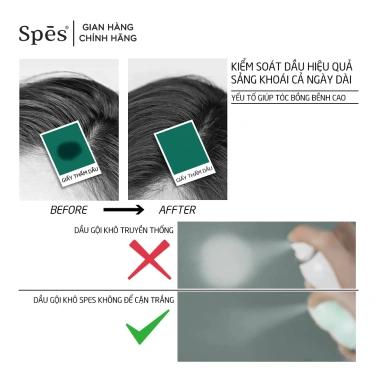 Dầu gội khô SPES dạng xịt 3 tầng, tạo phồng nhanh, hút dầu không bết dính, giữ nếp 8h 6