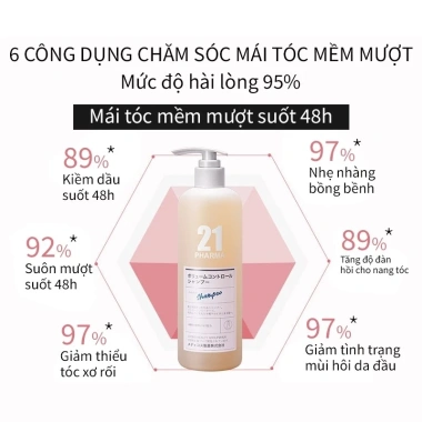 Dầu Gội Kiềm Dầu PHARMA 21 Nhật Bản 600ml - Kiểm Soát Dầu, Giảm Ngứa, Sạch Sâu 2