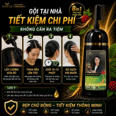 Dầu gối phủ bắc đen HAVIA chiết xuất nhân sâm - Dưỡng tóc mềm mượt, khỏe mạnh, giá 195.000 6