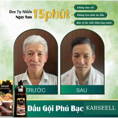 Dầu gội phủ bạc nhuộm tóc đen nâu thảo dược KARSEELL 500ml - Giá 165k, giảm từ 204,6k 2