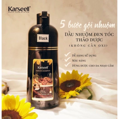 Dầu gội phủ bạc nhuộm tóc đen nâu thảo dược KARSEELL 500ml - Giá 165k, giảm từ 204,6k 4