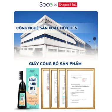 Dầu gội phủ bạc Saco 200ml - Nhuộm tóc thảo dược màu cơ bản, lược thông minh tiện lợi, giá ưu đãi 149k 2