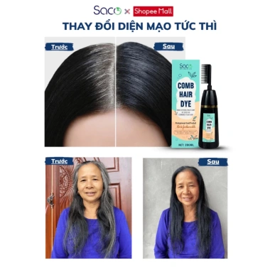 Dầu gội phủ bạc Saco 200ml - Nhuộm tóc thảo dược màu cơ bản, lược thông minh tiện lợi, giá ưu đãi 149k 5