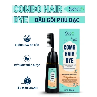 Dầu gội phủ bạc Saco 200ml - Nhuộm tóc thảo dược màu cơ bản, lược thông minh tiện lợi, giá ưu đãi 149k 8