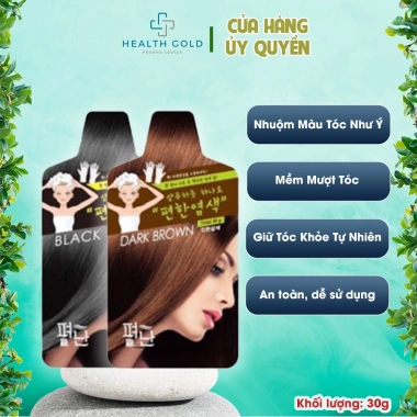 Dầu Gội Phủ Bạc Thảo Dược Pyeonan Hàn Quốc 30g Nhuộm Tóc Nhanh, Không Hại Da Đầu, Hộp 5 Gói