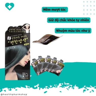 Dầu Gội Phủ Bạc Thảo Dược Pyeonan Hàn Quốc 30g Nhuộm Tóc Nhanh, Không Hại Da Đầu, Hộp 5 Gói