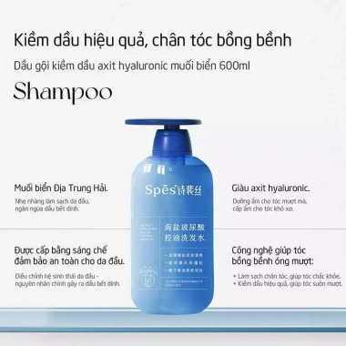 Dầu gội SPES Kiềm Dầu, Dưỡng Ẩm, Sea Salt, Hyaluronic Acid – Kiểm soát dầu 600ml giá 159k 6