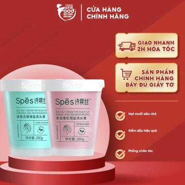 Dầu Gội Tẩy Tế Bào Chết Muối Biển SPES 280g - Giảm Gàu, Tóc Bồng Bềnh, Sạch Sâu, Giá 169k Dầu Gội Tẩy Tế Bào Chết Muối Biển SPES 280g - Giảm Gàu, Tóc Bồng Bềnh, Sạch Sâu, Giá 169k