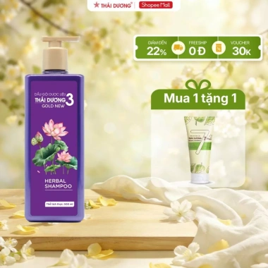 Dầu gội Thái Dương 3 GOLD Hoa Sen 500ml + Dầu xả 333ml, tặng Tube 7 Plus Gold 50g giảm 20%