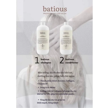 Dầu gội xả Batious Extra Volume 500-960ml - Phục hồi đa tầng, tái tạo nang tóc, giảm gãy rụng, ngăn gàu kiềm