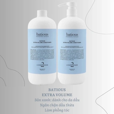 Dầu gội xả Batious Extra Volume 500-960ml - Phục hồi đa tầng, tái tạo nang tóc, giảm gãy rụng, ngăn gàu kiềm
