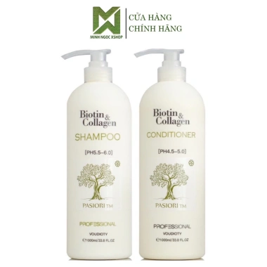 Dầu gội xả Biotin Collagen Voudioty 1.000ml - Phục hồi, chống rụng, tóc trắng, giảm còn 250k