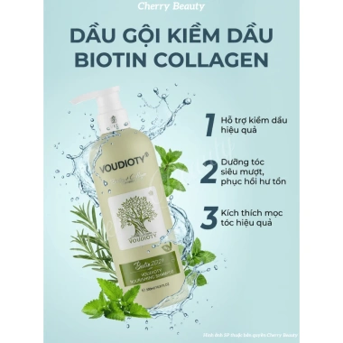 Dầu gội xả Biotin Collagen Voudioty giảm rụng tóc, phục hồi hư tổn, kiềm dầu, giảm gàu 500ml-1.000ml - 184k