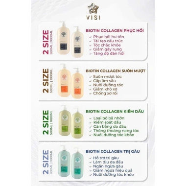 Dầu gội xả Biotin Collagen Voudioty giảm rụng tóc, phục hồi hư tổn, kiềm dầu, giảm gàu 500ml-1.000ml - 184k