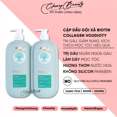 Dầu gội xả Biotin Collagen Voudioty giảm rụng tóc, phục hồi hư tổn, kiềm dầu, giảm gàu 500ml-1.000ml - 184k