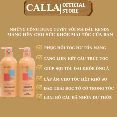 Dầu Gội Xả Collagen KENDY 800ml x2 - Cao Cấp, Dưỡng ẩm, Tóc Bóng Mượt, Hương Nước Hoa - Giá 247.500đ
