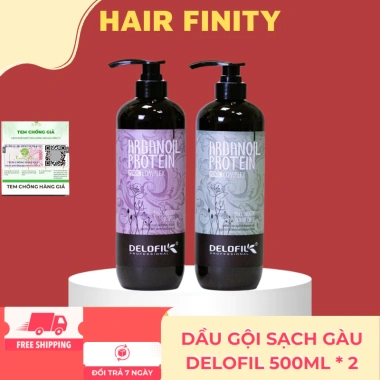 Dầu Gội Xả DELOFIL Argan Oil 800ml - Sạch Gàu, Kiềm Dầu, Chống Gãy Rụng, 250k