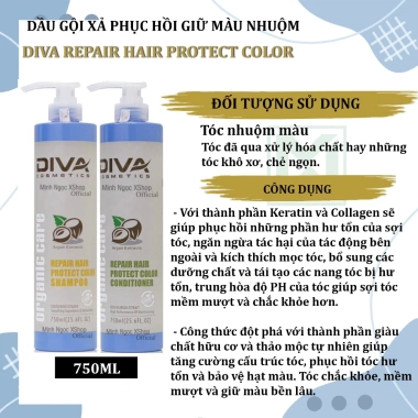 Dầu gội xả Diva Repair Color 500-750ml - Giữ màu, phục hồi tóc nhuộm, giá giảm 500k