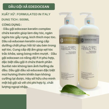 Dầu Gội Xả EDEDOCEAN Keratin 1.000ml – Kiềm Dầu, Phục Hồi, Nang Tóc Mềm Mượt