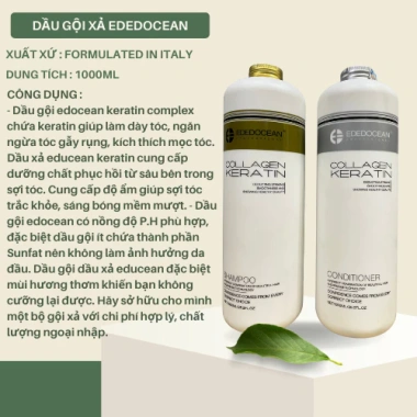 Dầu Gội Xả EDEDOCEAN Keratin 1.000ml – Kiềm Dầu, Phục Hồi, Nang Tóc Mềm Mượt