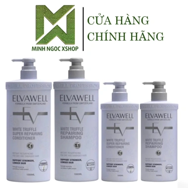 Dầu Gội Xả ELVAWELL White Truffle Super Repairing 500-1.000ml Màu Tím - Phục Hồi Suôn Mượt, Giá Ưu Đãi 300k