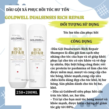 Dầu gội xả Goldwell Dualsenses Rich Repair 250ml + 200ml - Phục hồi tóc hư tổn, giá chỉ 350.000 VND