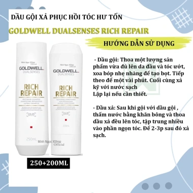 Dầu gội xả Goldwell Dualsenses Rich Repair 250ml + 200ml - Phục hồi tóc hư tổn, giá chỉ 350.000 VND