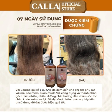 Dầu Gội Xả Keratin Lambor 1.000ml*2 - Sạch Gàu, Chống Gãy Rụng, Phục Hồi Nang Tóc