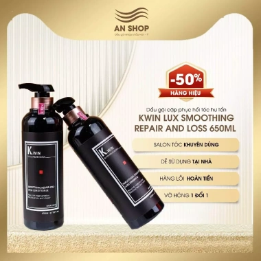 Dầu gội xả Kwin Lux Smoothing Repair & Loss 650ml – Combo phục hồi tóc hư tổn, chống rụng, giảm dầu gàu, chỉ 689.000₫