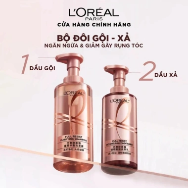Dầu gội xả L Oreal Elseve Full Resist 440ml - Ngăn gãy rụng, tóc chắc khỏe, chỉ 235k 2 Dầu gội xả L Oreal Elseve Full Resist 440ml - Ngăn gãy rụng, tóc chắc khỏe, chỉ 235k 2