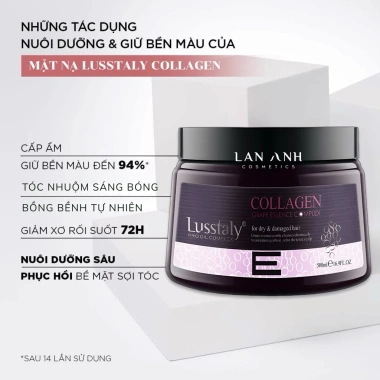 Dầu gội & xả Lusstaly Collagen Vitamin E 800ml - Hấp, tóc hư tổn, giảm gãy rụng, 20.000