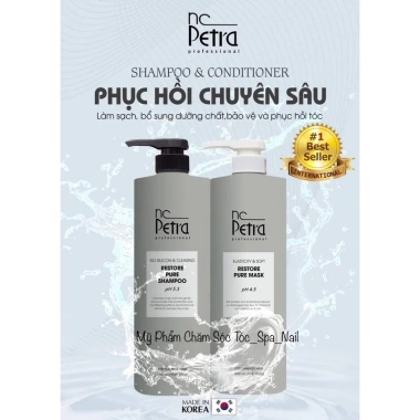 Dầu gội xả NC Petra Restore Pure Phục hồi tóc hư tổn suôn mượt công nghệ sinh học giảm giá 22% chỉ 825.000₫