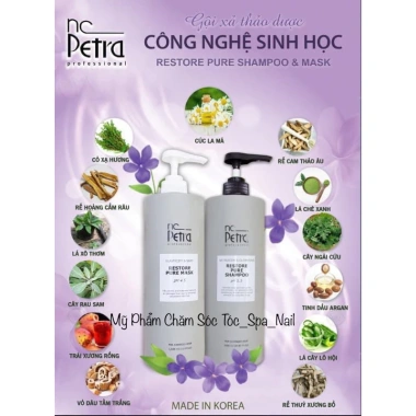 Dầu gội xả NC Petra Restore Pure Phục hồi tóc hư tổn suôn mượt công nghệ sinh học giảm giá 22% chỉ 825.000₫