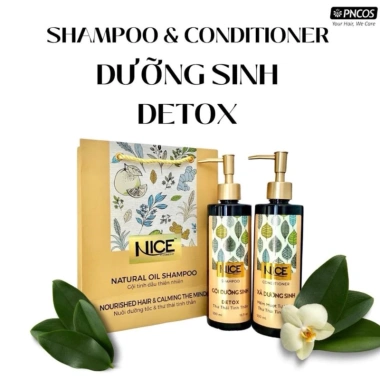 Dầu gội xả Nice Detox 500ml - Dưỡng sinh, mềm mượt, giảm gàu, ngứa, nấm da đầu
