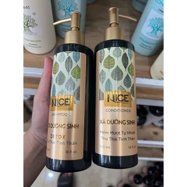 Dầu gội xả Nice Detox 500ml - Dưỡng sinh, mềm mượt, giảm gàu, ngứa, nấm da đầu