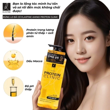 Dầu gội xả Protein Hàn Quốc Clinic 855ml - Mọc tóc dày tóc Elastine Amino, giảm giá chỉ 234.000₫