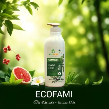 Dầu gội xả sinh học ECOFAMI 800ml phục hồi tóc khô xơ, giảm rụng, kích thích mọc tóc