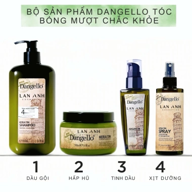 Dầu gội, xả, tinh dầu, dầu hấp Dangello Keratin 60/800ml - Phục hồi tóc hư tổn, giảm gãy rụng, 20k 5