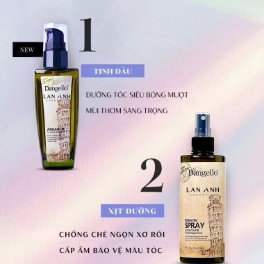 Dầu gội, xả, tinh dầu, dầu hấp Dangello Keratin 60/800ml - Phục hồi tóc hư tổn, giảm gãy rụng, 20k 7